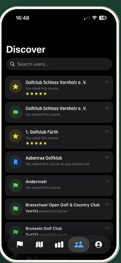 Fairwayology discover feed with rated golf clubs